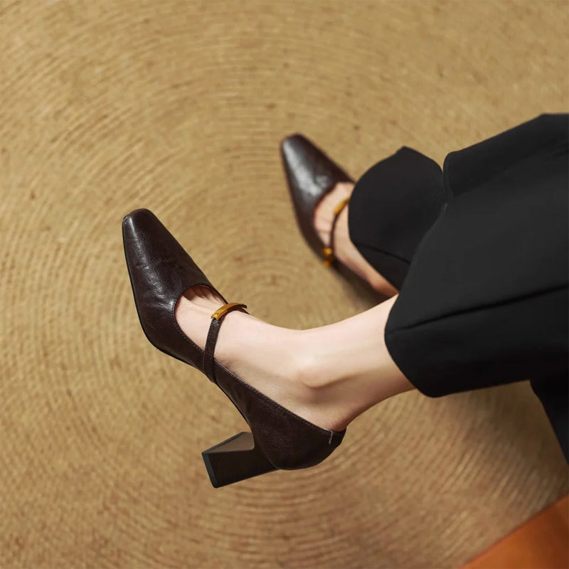 Alessia Romano Leather Mary Jane Heels