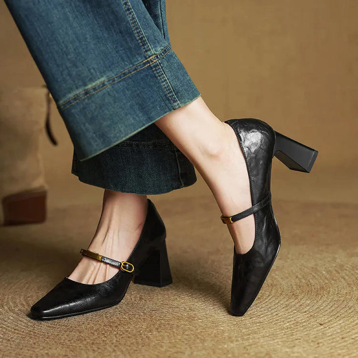 Alessia Romano Leather Mary Jane Heels
