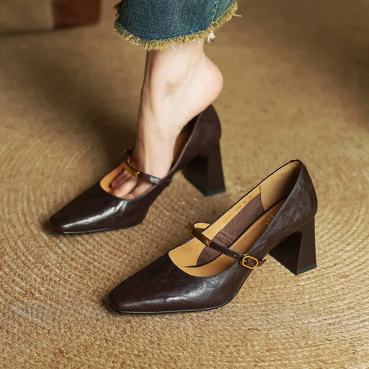 Alessia Romano Leather Mary Jane Heels