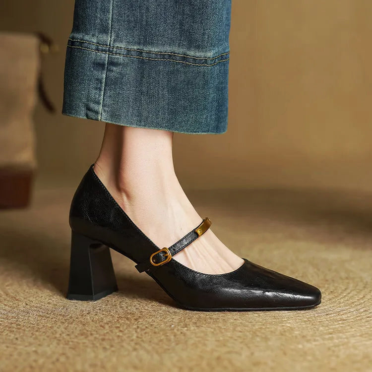 Alessia Romano Leather Mary Jane Heels