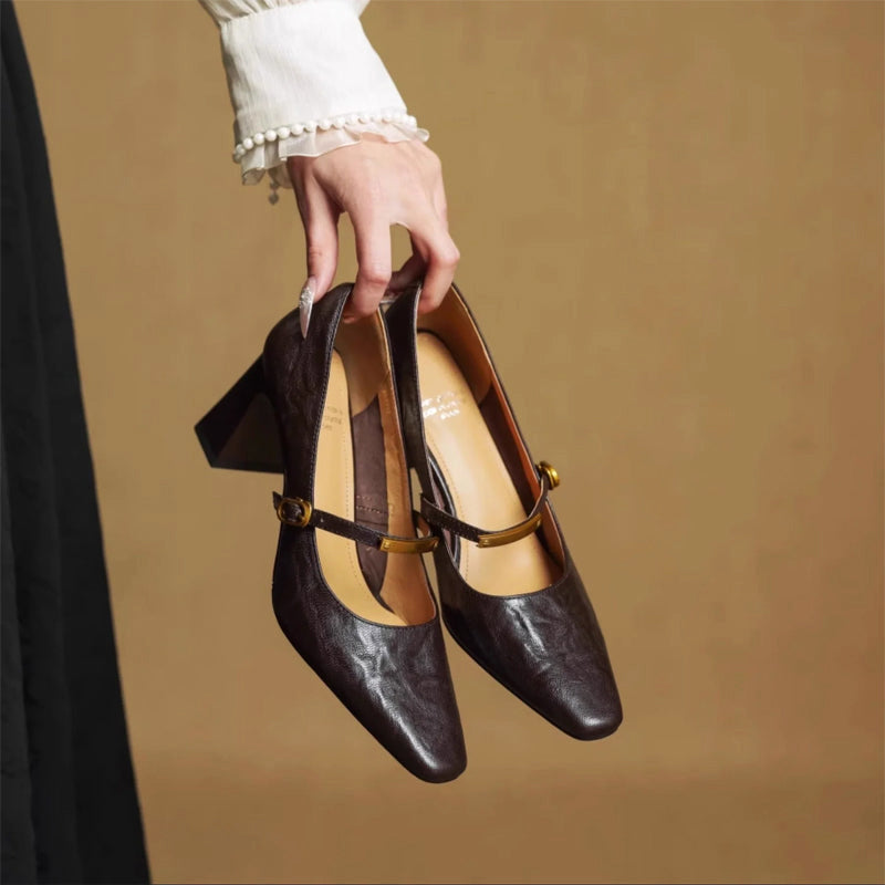 Alessia Romano Leather Mary Jane Heels