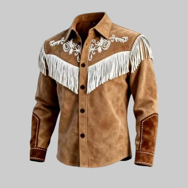 Andrew - Men's Suede Fringe Western Shirt Jacket 6