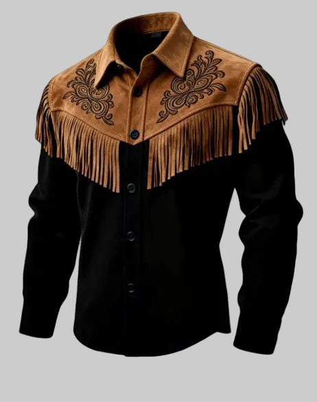 Andrew - Men's Suede Fringe Western Shirt Jacket 10