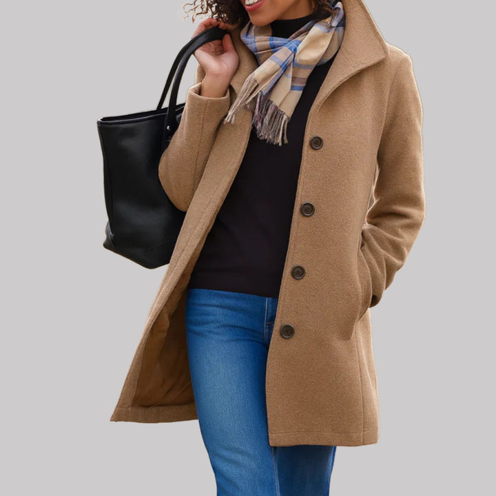 Audrey - Women's Button-Front Wool Coat