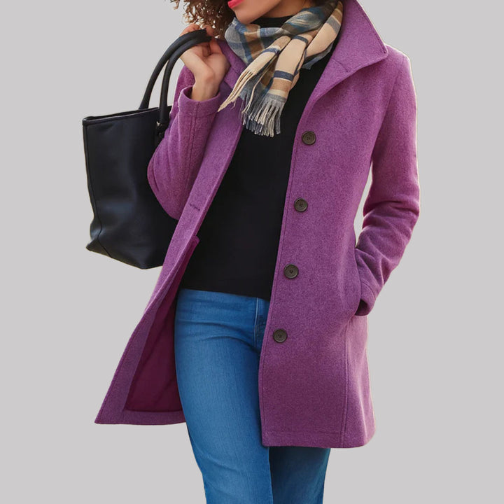 Audrey - Women's Button-Front Wool Coat