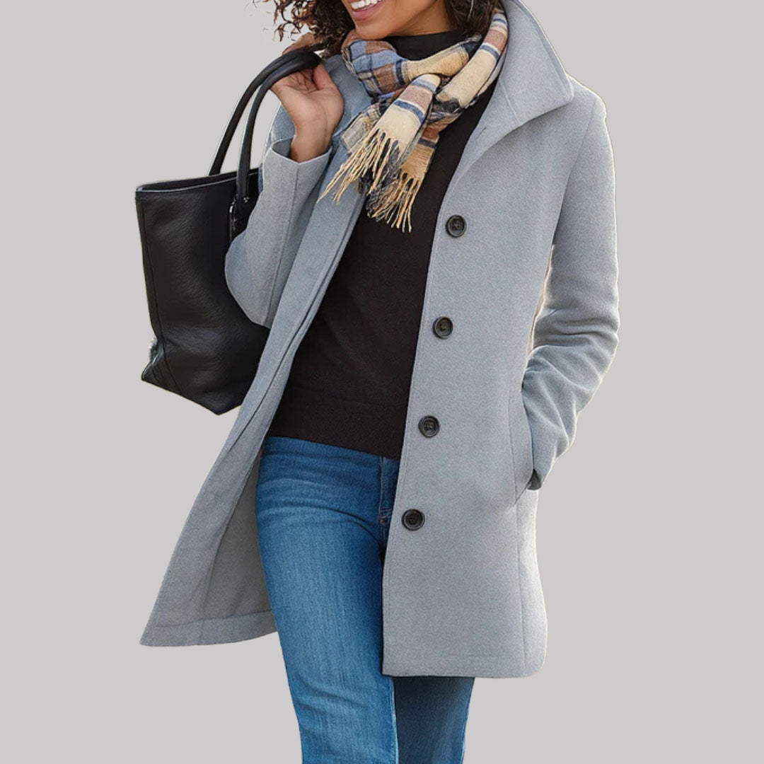 Audrey - Women's Button-Front Wool Coat