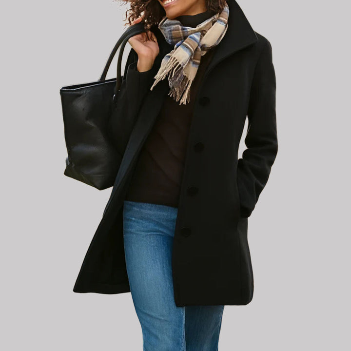 Audrey - Women's Button-Front Wool Coat