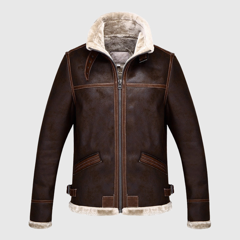 Davide Costa Leather Vintage Bomber Jacket