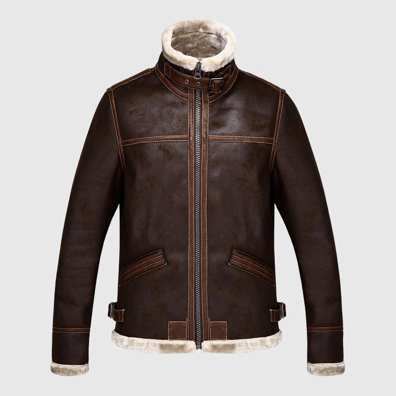 Davide Costa Leather Vintage Bomber Jacket