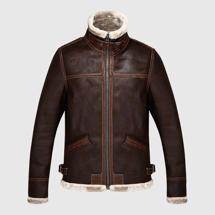 Davide Costa Leather Vintage Bomber Jacket