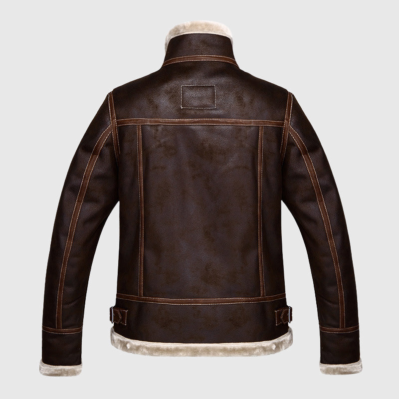 Davide Costa Leather Vintage Bomber Jacket
