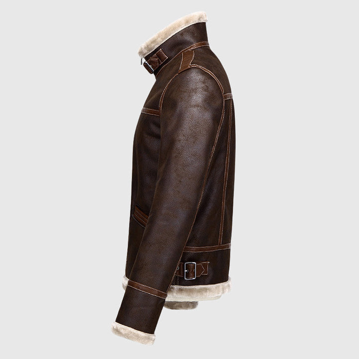 Davide Costa Leather Vintage Bomber Jacket