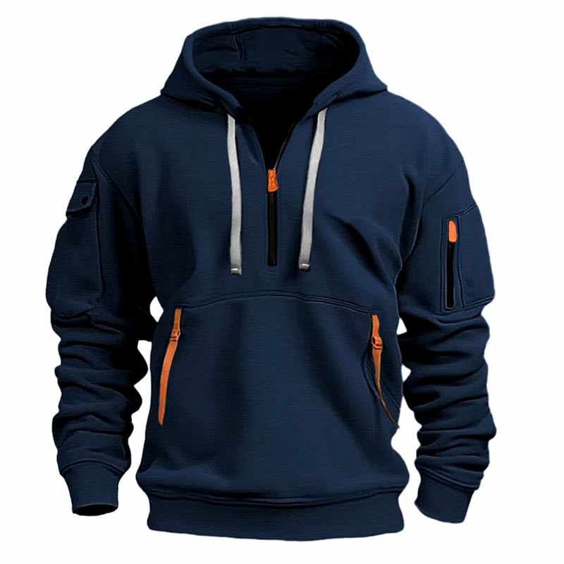 Ezra - Men's Quarter-Zip Hoodie Sweatshirt with Utility Pockets