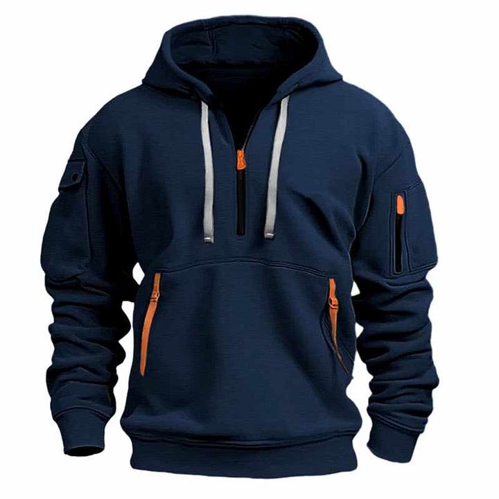 Ezra - Men's Quarter-Zip Hoodie Sweatshirt with Utility Pockets