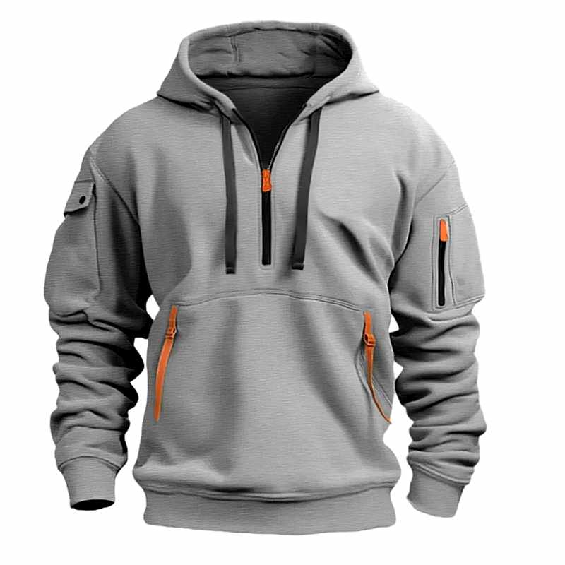 Ezra - Men's Quarter-Zip Hoodie Sweatshirt with Utility Pockets