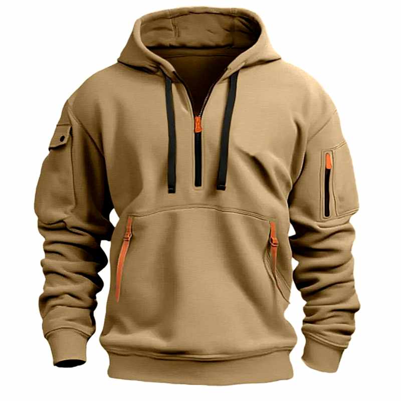 Ezra - Men's Quarter-Zip Hoodie Sweatshirt with Utility Pockets