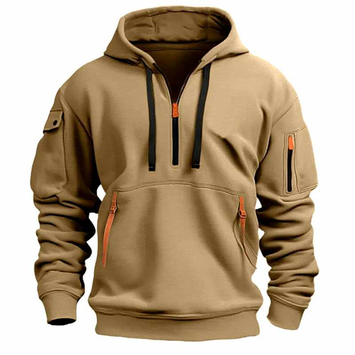 Ezra - Men's Quarter-Zip Hoodie Sweatshirt with Utility Pockets
