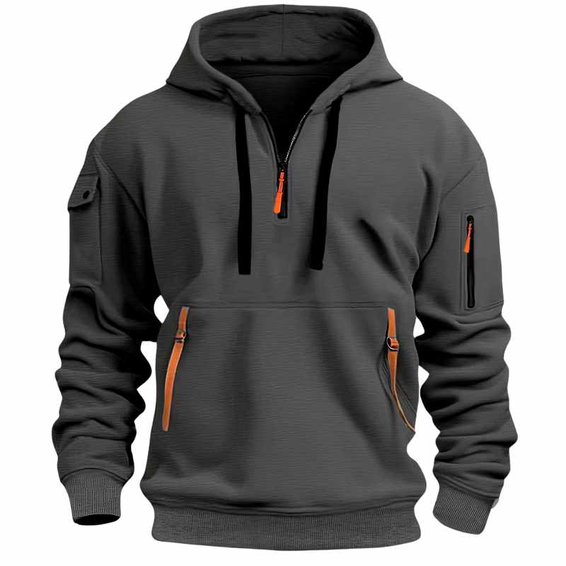 Ezra - Men's Quarter-Zip Hoodie Sweatshirt with Utility Pockets