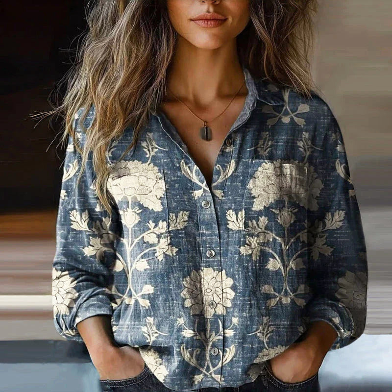 Giulia Bellini Boho Printed Button-Up Blouse