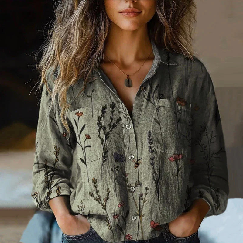Giulia Bellini Boho Printed Button-Up Blouse