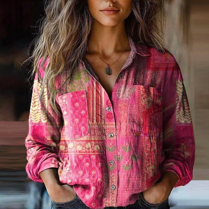 Giulia Bellini Boho Printed Button-Up Blouse