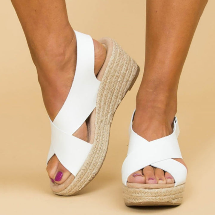 Giulia Bellini Cross-Strap Wedge Sandals