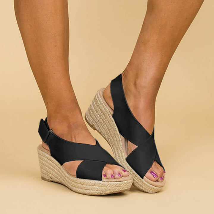 Giulia Bellini Cross-Strap Wedge Sandals