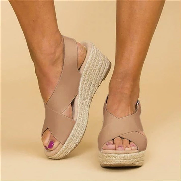 Giulia Bellini Cross-Strap Wedge Sandals