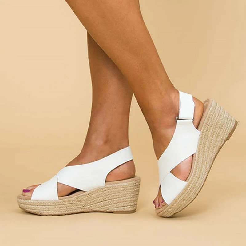 Giulia Bellini Cross-Strap Wedge Sandals