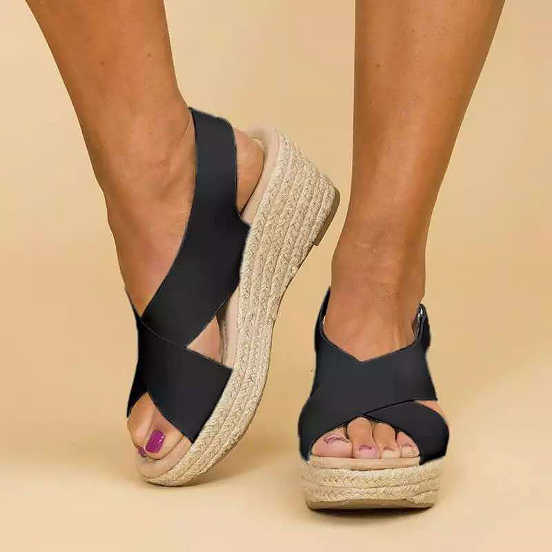 Giulia Bellini Cross-Strap Wedge Sandals
