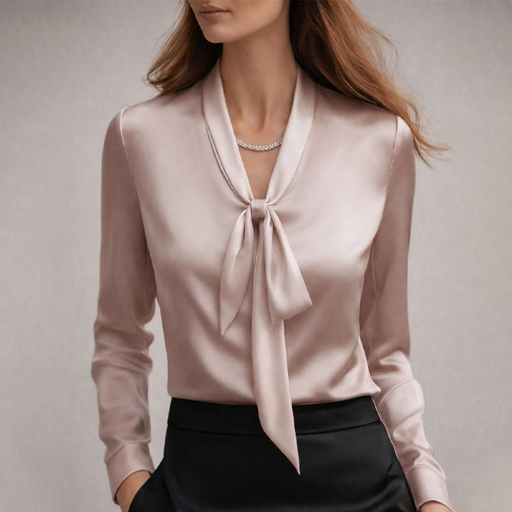 Giulia Bellini Elegant Bow Tie Neck Blouse