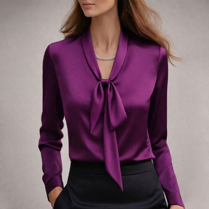 Giulia Bellini Elegant Bow Tie Neck Blouse