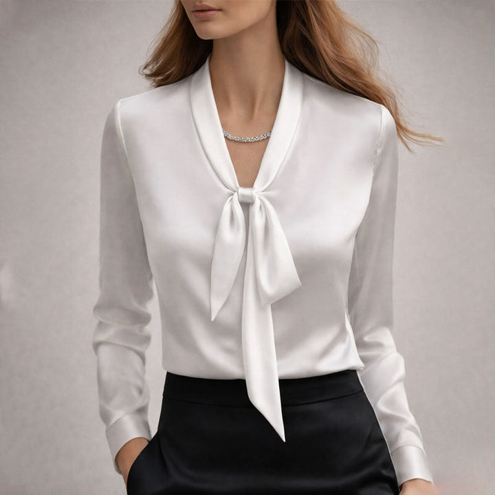 Giulia Bellini Elegant Bow Tie Neck Blouse