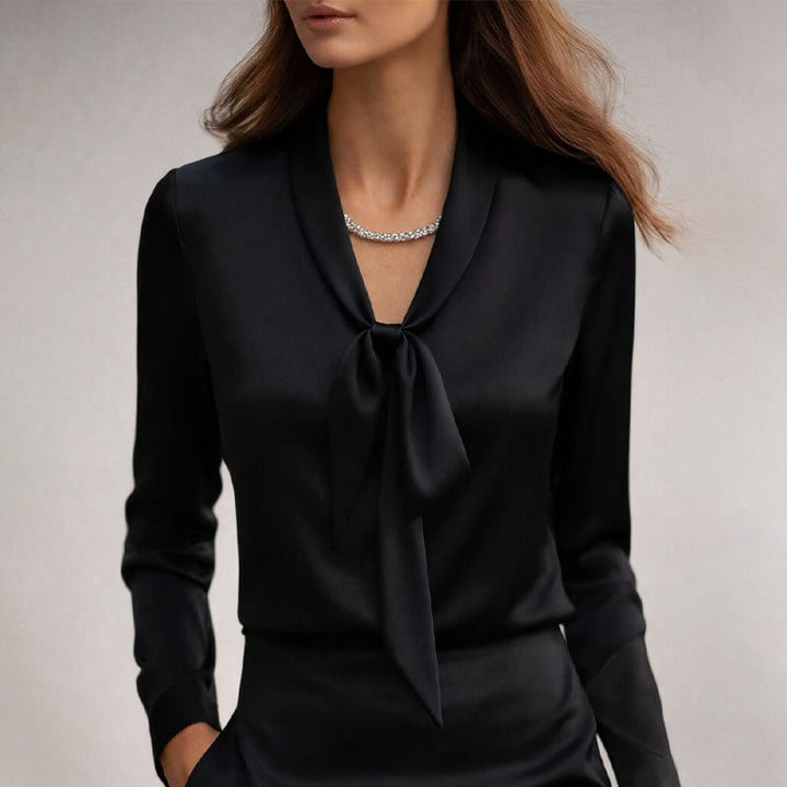 Giulia Bellini Elegant Bow Tie Neck Blouse