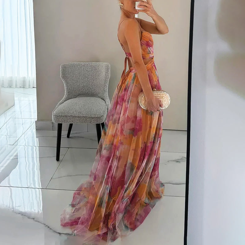 Giulia Bellini Evening Sheer Maxi Dress
