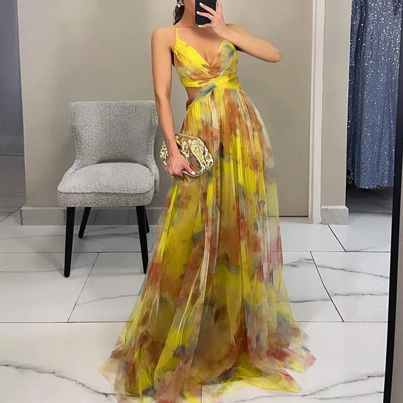 Giulia Bellini Evening Sheer Maxi Dress