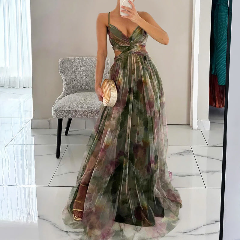 Giulia Bellini Evening Sheer Maxi Dress