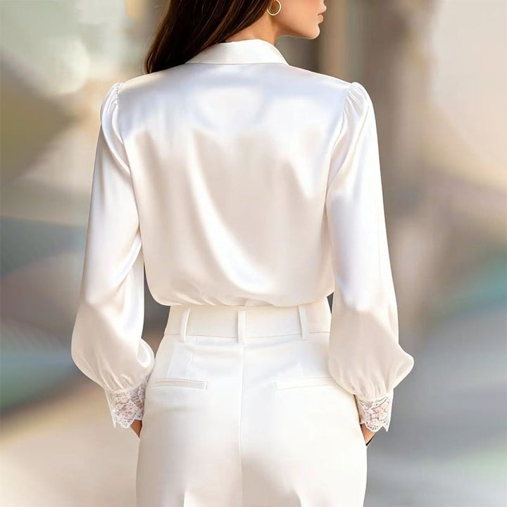 Giulia Bellini Satin Blouse with Lace Trim