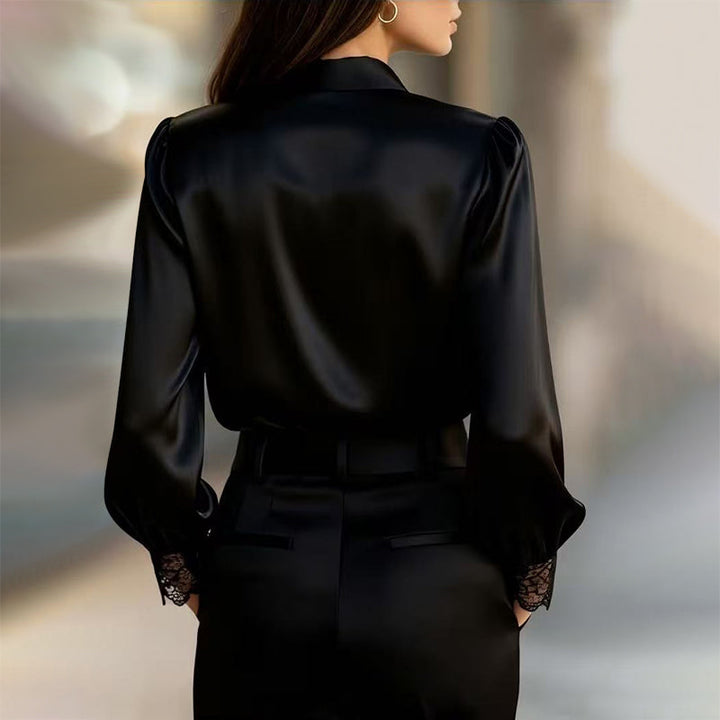 Giulia Bellini Satin Blouse with Lace Trim