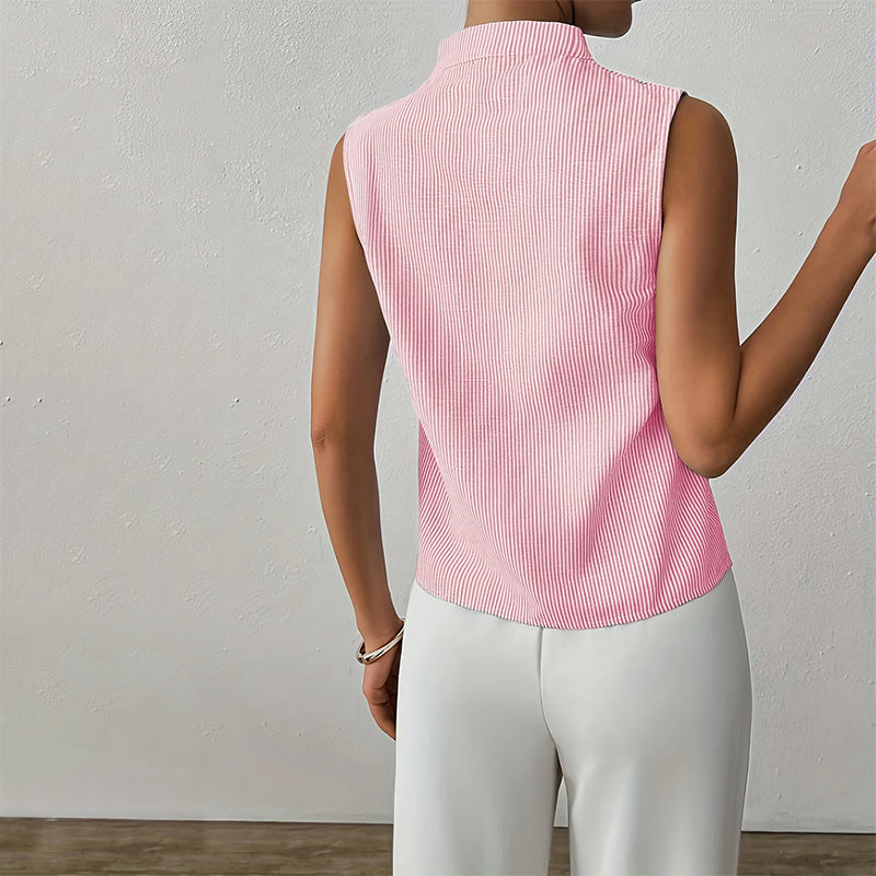 Giulia Bellini Sleeveless Striped V-Neck Blouse