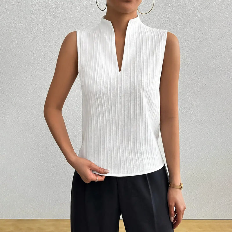 Giulia Bellini Sleeveless Striped V-Neck Blouse