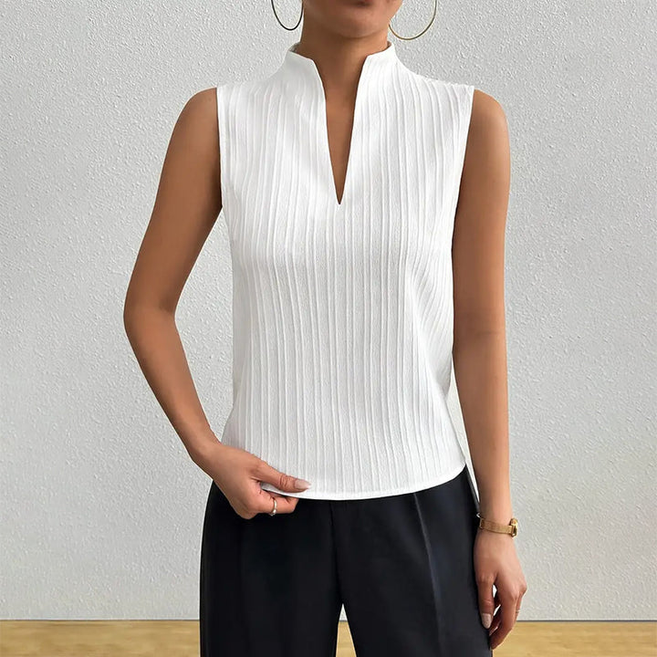 Giulia Bellini Sleeveless Striped V-Neck Blouse