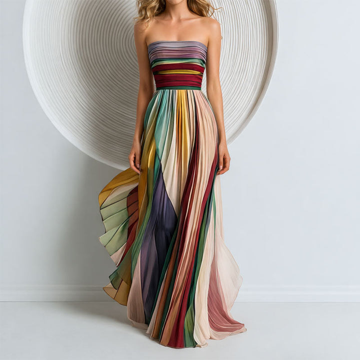 Giulia Bellini Strapless Pleated Maxi Dress