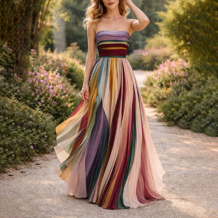 Giulia Bellini Strapless Pleated Maxi Dress