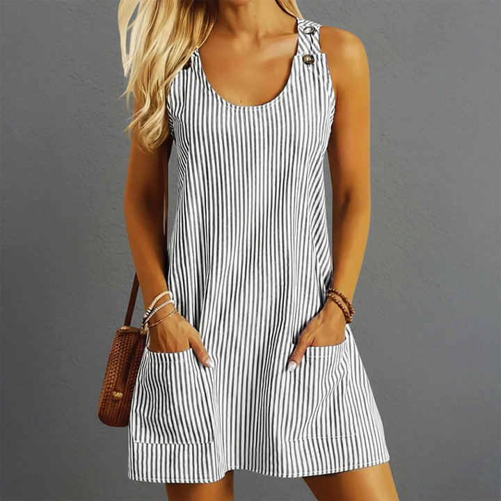 Giulia Bellini Striped Mini Dress with Front Pockets