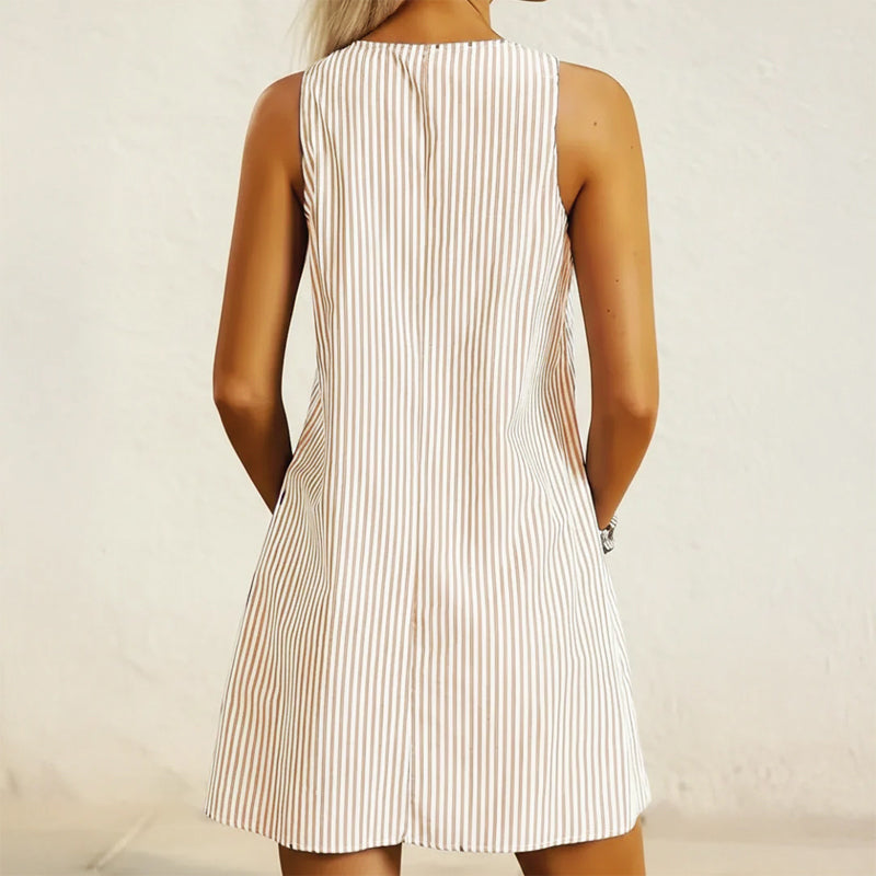 Giulia Bellini Striped Mini Dress with Front Pockets