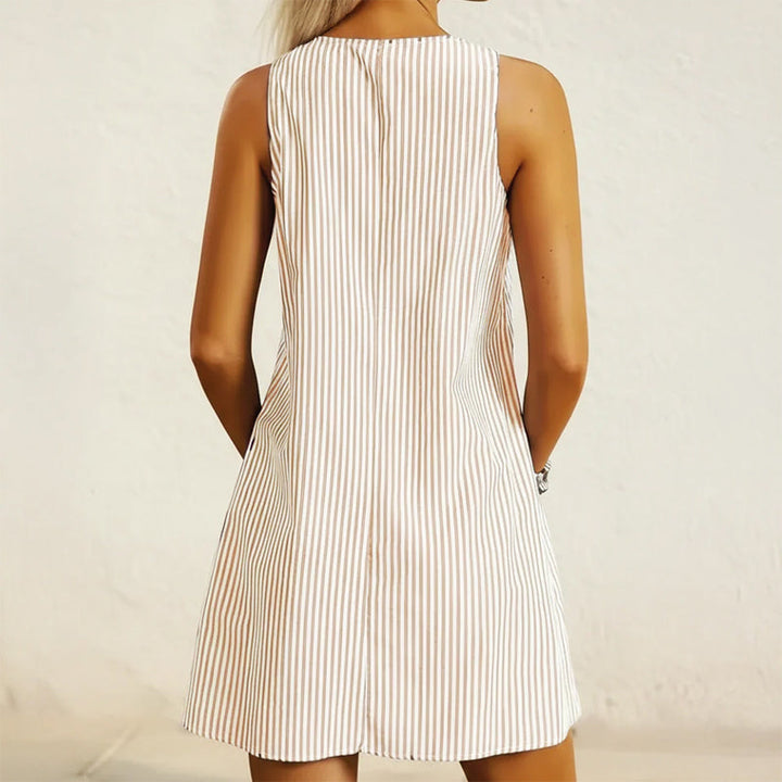 Giulia Bellini Striped Mini Dress with Front Pockets
