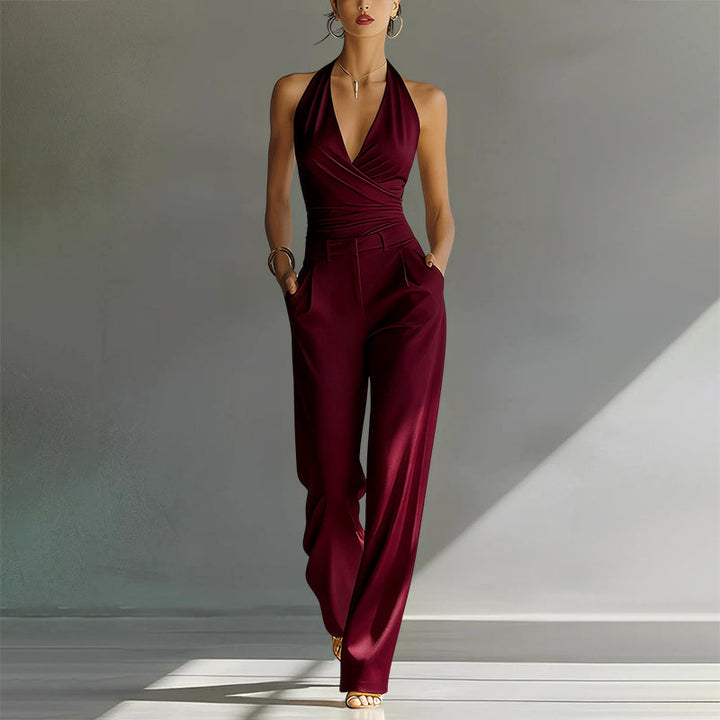 Giulia Bellini Wide-Leg Halter Jumpsuit