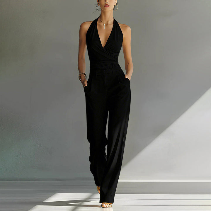 Giulia Bellini Wide-Leg Halter Jumpsuit