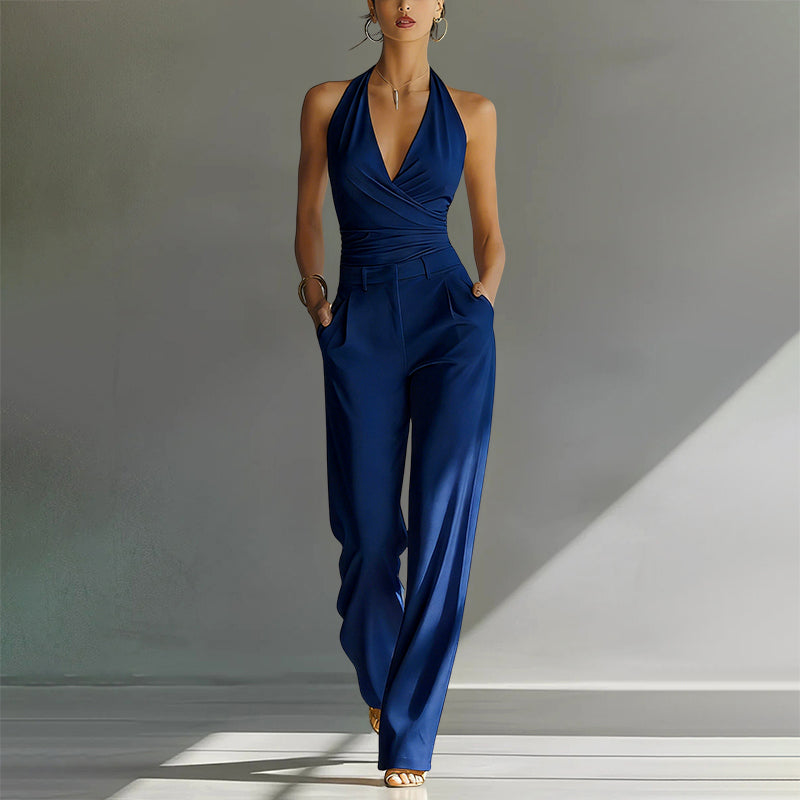 Giulia Bellini Wide-Leg Halter Jumpsuit